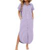 image:imageZeagoo Womens Dresses Casual Summer Short Sleeve Button Down Long Shirt Dresses Swimsuit Beach Cover Ups with PocketsPurple Stripe