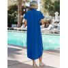 image:imageZeagoo Womens Dresses Casual Summer Short Sleeve Button Down Long Shirt Dresses Swimsuit Beach Cover Ups with PocketsRoyal Blue