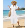 image:imageZeagoo Womens Dresses Casual Summer Short Sleeve Button Down Long Shirt Dresses Swimsuit Beach Cover Ups with PocketsWhite
