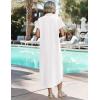 image:imageZeagoo Womens Dresses Casual Summer Short Sleeve Button Down Long Shirt Dresses Swimsuit Beach Cover Ups with PocketsWhite