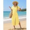 image:imageZeagoo Womens Dresses Casual Summer Short Sleeve Button Down Long Shirt Dresses Swimsuit Beach Cover Ups with PocketsYellow Stripe