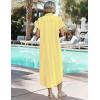 image:imageZeagoo Womens Dresses Casual Summer Short Sleeve Button Down Long Shirt Dresses Swimsuit Beach Cover Ups with PocketsYellow Stripe