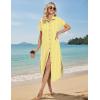 image:imageZeagoo Womens Dresses Casual Summer Short Sleeve Button Down Long Shirt Dresses Swimsuit Beach Cover Ups with PocketsYellow Stripe