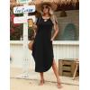 image:imageZeagoo Womens Maxi Summer Dress with Pockets Casual Short Sleeve Sundress Trendy 2026 Curve Hem Long Dress2601 Ablack