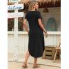 image:imageZeagoo Womens Maxi Summer Dress with Pockets Casual Short Sleeve Sundress Trendy 2026 Curve Hem Long Dress2601 Ablack