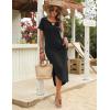 image:imageZeagoo Womens Maxi Summer Dress with Pockets Casual Short Sleeve Sundress Trendy 2026 Curve Hem Long Dress2601 Ablack