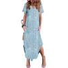 image:imageZeagoo Womens Maxi Summer Dress with Pockets Casual Short Sleeve Sundress Trendy 2026 Curve Hem Long Dress2601 Aprinted011