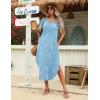 image:imageZeagoo Womens Maxi Summer Dress with Pockets Casual Short Sleeve Sundress Trendy 2026 Curve Hem Long Dress2601 Aprinted011