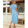 image:imageZeagoo Womens Maxi Summer Dress with Pockets Casual Short Sleeve Sundress Trendy 2026 Curve Hem Long Dress2601 Aprinted011