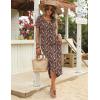 image:imageZeagoo Womens Maxi Summer Dress with Pockets Casual Short Sleeve Sundress Trendy 2026 Curve Hem Long Dress2601 Brown Floral