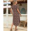image:imageZeagoo Womens Maxi Summer Dress with Pockets Casual Short Sleeve Sundress Trendy 2026 Curve Hem Long Dress2601 Brown Floral