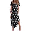 image:imageZeagoo Womens Maxi Summer Dress with Pockets Casual Short Sleeve Sundress Trendy 2026 Curve Hem Long Dress2602 Black Floral