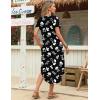 image:imageZeagoo Womens Maxi Summer Dress with Pockets Casual Short Sleeve Sundress Trendy 2026 Curve Hem Long Dress2602 Black Floral
