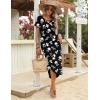 image:imageZeagoo Womens Maxi Summer Dress with Pockets Casual Short Sleeve Sundress Trendy 2026 Curve Hem Long Dress2602 Black Floral