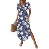 image:imageZeagoo Womens Maxi Summer Dress with Pockets Casual Short Sleeve Sundress Trendy 2026 Curve Hem Long Dress2602 Blue Floral