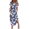 image:imageZeagoo Womens Maxi Summer Dress with Pockets Casual Short Sleeve Sundress Trendy 2026 Curve Hem Long Dress2602 Blue Floral