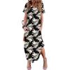 image:imageZeagoo Womens Maxi Summer Dress with Pockets Casual Short Sleeve Sundress Trendy 2026 Curve Hem Long Dress2602 Boho Leaf