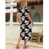 image:imageZeagoo Womens Maxi Summer Dress with Pockets Casual Short Sleeve Sundress Trendy 2026 Curve Hem Long Dress2602 Boho Leaf