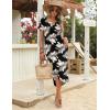 image:imageZeagoo Womens Maxi Summer Dress with Pockets Casual Short Sleeve Sundress Trendy 2026 Curve Hem Long Dress2602 Boho Leaf