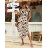 image:imageZeagoo Womens Maxi Summer Dress with Pockets Casual Short Sleeve Sundress Trendy 2026 Curve Hem Long Dress2602 Brown Flower