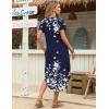 image:imageZeagoo Womens Maxi Summer Dress with Pockets Casual Short Sleeve Sundress Trendy 2026 Curve Hem Long Dress2602 Navy Floral