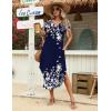 image:imageZeagoo Womens Maxi Summer Dress with Pockets Casual Short Sleeve Sundress Trendy 2026 Curve Hem Long Dress2602 Navy Floral