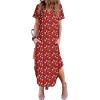 image:imageZeagoo Womens Maxi Summer Dress with Pockets Casual Short Sleeve Sundress Trendy 2026 Curve Hem Long Dress2602 Red Floral