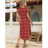 image:imageZeagoo Womens Maxi Summer Dress with Pockets Casual Short Sleeve Sundress Trendy 2026 Curve Hem Long Dress2602 Red Floral