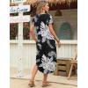 image:imageZeagoo Womens Maxi Summer Dress with Pockets Casual Short Sleeve Sundress Trendy 2026 Curve Hem Long DressBlackleafprinted