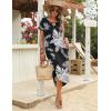 image:imageZeagoo Womens Maxi Summer Dress with Pockets Casual Short Sleeve Sundress Trendy 2026 Curve Hem Long DressBlackleafprinted
