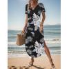 image:imageZeagoo Womens Maxi Summer Dress with Pockets Casual Short Sleeve Sundress Trendy 2026 Curve Hem Long DressBlackleafprinted