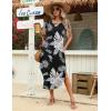 image:imageZeagoo Womens Maxi Summer Dress with Pockets Casual Short Sleeve Sundress Trendy 2026 Curve Hem Long DressBlackleafprinted