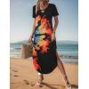 image:imageZeagoo Womens Maxi Summer Dress with Pockets Casual Short Sleeve Sundress Trendy 2026 Curve Hem Long DressBlackprinted01