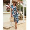 image:imageZeagoo Womens Maxi Summer Dress with Pockets Casual Short Sleeve Sundress Trendy 2026 Curve Hem Long DressLeafprinted01