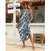 image:imageZeagoo Womens Maxi Summer Dress with Pockets Casual Short Sleeve Sundress Trendy 2026 Curve Hem Long DressLeafprinted01