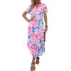image:imageZeagoo Womens Maxi Summer Dress with Pockets Casual Short Sleeve Sundress Trendy 2026 Curve Hem Long DressPink Floral02