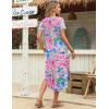 image:imageZeagoo Womens Maxi Summer Dress with Pockets Casual Short Sleeve Sundress Trendy 2026 Curve Hem Long DressPink Floral02