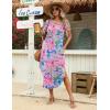 image:imageZeagoo Womens Maxi Summer Dress with Pockets Casual Short Sleeve Sundress Trendy 2026 Curve Hem Long DressPink Floral02
