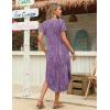 image:imageZeagoo Womens Maxi Summer Dress with Pockets Casual Short Sleeve Sundress Trendy 2026 Curve Hem Long DressPrinted022