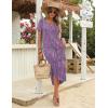 image:imageZeagoo Womens Maxi Summer Dress with Pockets Casual Short Sleeve Sundress Trendy 2026 Curve Hem Long DressPrinted022
