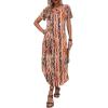 image:imageZeagoo Womens Maxi Summer Dress with Pockets Casual Short Sleeve Sundress Trendy 2026 Curve Hem Long DressPrinted044