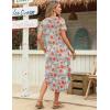 image:imageZeagoo Womens Maxi Summer Dress with Pockets Casual Short Sleeve Sundress Trendy 2026 Curve Hem Long DressRed Floral