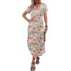 image:imageZeagoo Womens Maxi Summer Dress with Pockets Casual Short Sleeve Sundress Trendy 2026 Curve Hem Long DressRed Floral