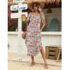 image:imageZeagoo Womens Maxi Summer Dress with Pockets Casual Short Sleeve Sundress Trendy 2026 Curve Hem Long DressRed Floral