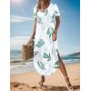 image:imageZeagoo Womens Maxi Summer Dress with Pockets Casual Short Sleeve Sundress Trendy 2026 Curve Hem Long DressWhiteleafprinted