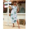 image:imageZeagoo Womens Maxi Summer Dress with Pockets Casual Short Sleeve Sundress Trendy 2026 Curve Hem Long DressWhiteleafprinted