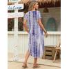image:imageZeagoo Womens Maxi Summer Dress with Pockets Casual Short Sleeve Sundress Trendy 2026 Curve Hem Long DressWhiteprinted