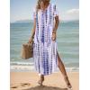 image:imageZeagoo Womens Maxi Summer Dress with Pockets Casual Short Sleeve Sundress Trendy 2026 Curve Hem Long DressWhiteprinted