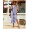 image:imageZeagoo Womens Maxi Summer Dress with Pockets Casual Short Sleeve Sundress Trendy 2026 Curve Hem Long DressWhiteprinted