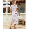 image:imageZeagoo Womens Maxi Summer Dress with Pockets Casual Short Sleeve Sundress Trendy 2026 Curve Hem Long DressWhiteprinted06